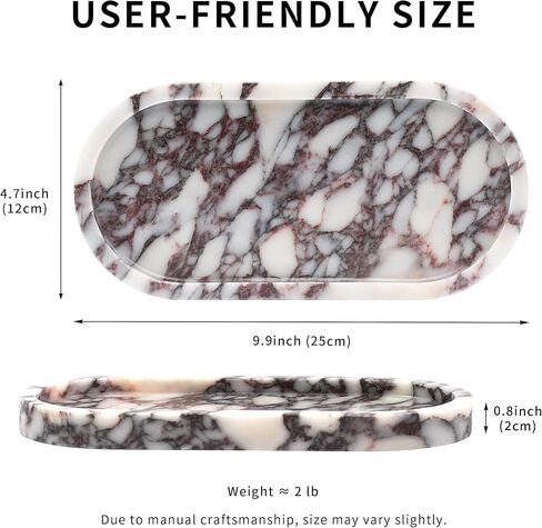 Violet Marble Oval Tray - Stone Decorative Perfume Trinket Jewelry Dish, Catchall Organizer for Bathroom Vanity Dresser Kitchen Countertop Home Decor in Saudi Arabia