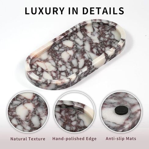 Violet Marble Oval Tray - Stone Decorative Perfume Trinket Jewelry Dish, Catchall Organizer for Bathroom Vanity Dresser Kitchen Countertop Home Decor in Saudi Arabia