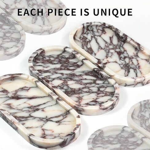 Violet Marble Oval Tray - Stone Decorative Perfume Trinket Jewelry Dish, Catchall Organizer for Bathroom Vanity Dresser Kitchen Countertop Home Decor in Saudi Arabia