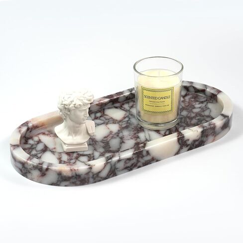 Violet Marble Oval Tray - Stone Decorative Perfume Trinket Jewelry Dish, Catchall Organizer for Bathroom Vanity Dresser Kitchen Countertop Home Decor in Saudi Arabia