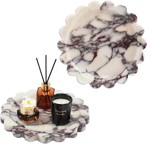 Violet Marble Oval Tray - Stone Decorative Perfume Trinket Jewelry Dish, Catchall Organizer for Bathroom Vanity Dresser Kitchen Countertop Home Decor in Saudi Arabia