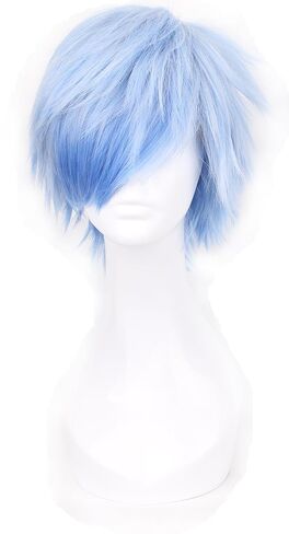 Simpleyourstyle Ice Blue Anime Cosplay Wigs Short Heat Resistant Synthetic Full Wigs for Men 30cm 11.8inch 160g in Saudi Arabia