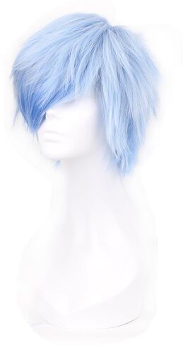 Simpleyourstyle Ice Blue Anime Cosplay Wigs Short Heat Resistant Synthetic Full Wigs for Men 30cm 11.8inch 160g in Saudi Arabia