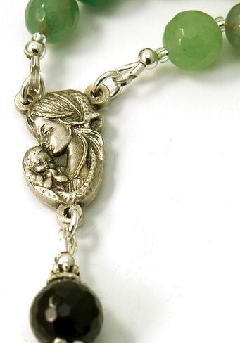Catholic Prayer Beads Aventurine Agate Gemstone Rosary with Metal Cross Blessed with Anointing Oil (Not a Necklace) in Saudi Arabia