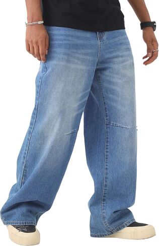 Men's Y2K Hip Hop Super Baggy Long Jeans Loose Fit Wide Leg Denim Pants Casual Streetwear Trousers in Saudi Arabia