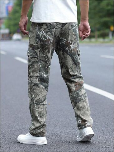 WDIRARA Men's Camo Cargo Jeans Straight Leg Streetwear Denim Pants with Flap Pockets in Saudi Arabia