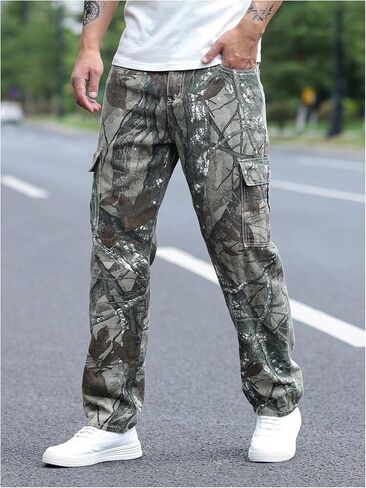 WDIRARA Men's Camo Cargo Jeans Straight Leg Streetwear Denim Pants with Flap Pockets in Saudi Arabia