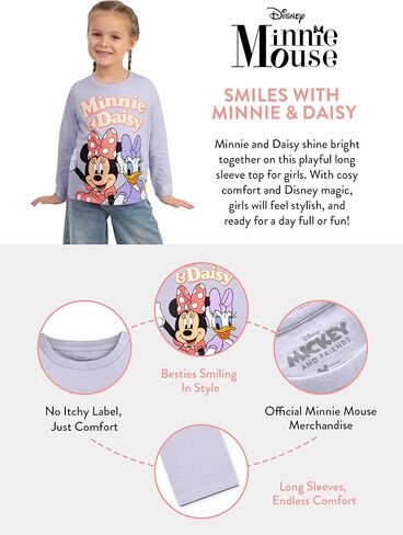Disney Minnie Mouse Shirt, Daisy Duck and Minnie Mouse Shirts for Girls, Girls Long Sleeve Shirt in Saudi Arabia