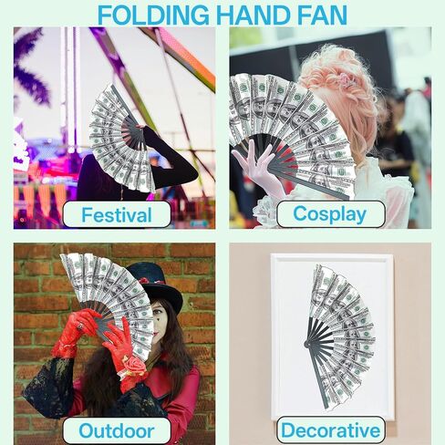 Decorative Folding Hand Fan, Rave Fan, Fans for Line Dancing, Money Fans, for Edm, Music Festival, Cosplay, Event, Party, Club, Dance, Decoration, Gift in Saudi Arabia