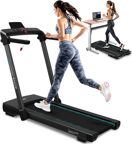SereneLife Smart Digital Manual Incline Treadmill - Slim Folding Electric 2.5 HP Indoor Home Foldable Fitness Exercise Running Machine with Downloadable App, MP3 Player, Safety Key -SLFTRD25 in Kuwait