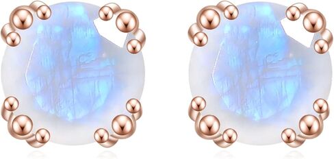 Earrings for Women June Birthstone 5mm Natural Milky Blue Moonstone Studs Earrings In 925 Sterling Silver Gemstone Handmade Jewelry in Kuwait