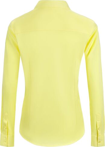 Women's Stretch Long Sleeve Button Down Dress Shirts Solid Business Casual Work Blouse (Classic, Cropped & Tall) in Saudi Arabia