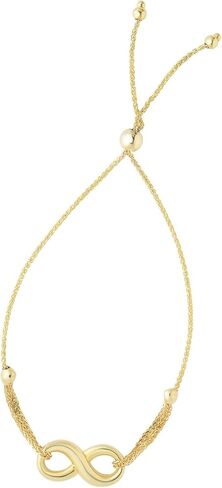 Floreo 14k Yellow Gold Infinity Charm Adjustable Wheat Link Friendship Bolo Bracelet, Extendable 9.25 Inch in Saudi Arabia