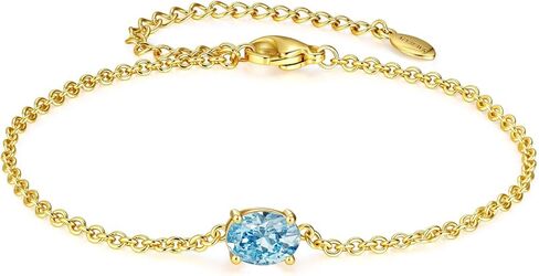 Birthstone Gold Bracelets for Women, Non-Tarnish Dainty 14K Gold Plated Bracelet Stack, Trendy Stackable Chain with Zircon Birthstone for Women Jewelry Gifts for Mom and Best Friend in Saudi Arabia