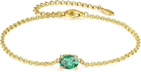 Birthstone Gold Bracelets for Women, Non-Tarnish Dainty 14K Gold Plated Bracelet Stack, Trendy Stackable Chain with Zircon Birthstone for Women Jewelry Gifts for Mom and Best Friend in Saudi Arabia