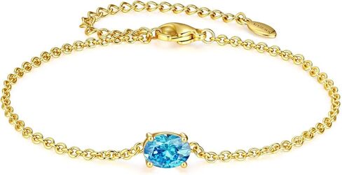 Birthstone Gold Bracelets for Women, Non-Tarnish Dainty 14K Gold Plated Bracelet Stack, Trendy Stackable Chain with Zircon Birthstone for Women Jewelry Gifts for Mom and Best Friend in Saudi Arabia