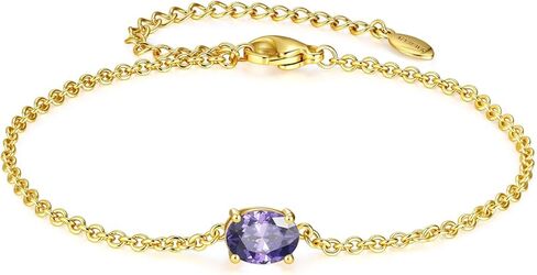 Birthstone Gold Bracelets for Women, Non-Tarnish Dainty 14K Gold Plated Bracelet Stack, Trendy Stackable Chain with Zircon Birthstone for Women Jewelry Gifts for Mom and Best Friend in Saudi Arabia