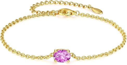 Birthstone Gold Bracelets for Women, Non-Tarnish Dainty 14K Gold Plated Bracelet Stack, Trendy Stackable Chain with Zircon Birthstone for Women Jewelry Gifts for Mom and Best Friend in Saudi Arabia