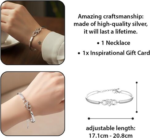 سوار LUXUS™ To My Daughter Infinity - سوار من الفضة الإسترليني قابل للتعديل للنساء والفتيات مع بطاقة رسالة عاطفية، هدية ذات معنى للحب والتشجيع في صندوق هدايا in Kuwait