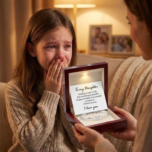 سوار LUXUS™ To My Daughter Infinity - سوار من الفضة الإسترليني قابل للتعديل للنساء والفتيات مع بطاقة رسالة عاطفية، هدية ذات معنى للحب والتشجيع في صندوق هدايا in Kuwait