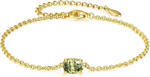 Birthstone Gold Bracelets for Women, Non-Tarnish Dainty 14K Gold Plated Bracelet Stack, Trendy Stackable Chain with Zircon Birthstone for Women Jewelry Gifts for Mom and Best Friend in Saudi Arabia