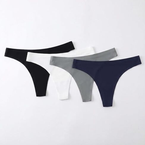 Women's Thongs 4-Pack Ice Silk Low Rise T-Back Panties Assorted Colors in Saudi Arabia