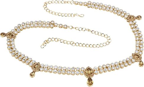 I Jewels مطلية بالذهب زفاف هندي بوليوود عرقي كوندان وحجر كامارباند قابل للتعديل/سلسلة بطن/كاندورا/حزام خصر للنساء in Saudi Arabia