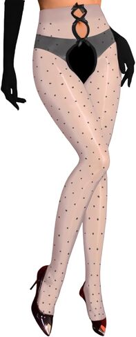 Shimmer Polka Dot Tights,Bow Cut Out Sexy Pantyhose For Women,Sheer Shiny Stockings Valentines Day Fits 00-6 in Saudi Arabia