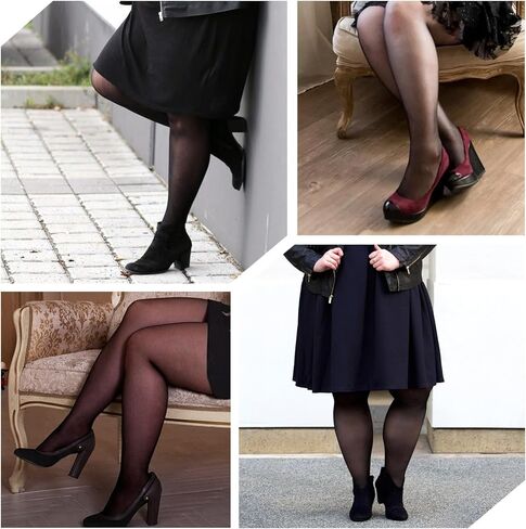 1 Pairs 20D Plus Size Sheer Tights for Women, Comfortable Stockings High Waist Control Top Pantyhose with Reinforced Toes for Curvy Women for Daily Wear, Special Occasions (2XL) in Saudi Arabia