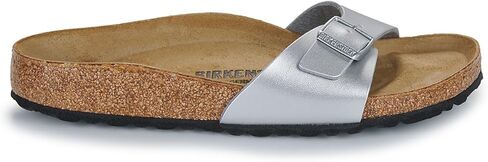 Birkenstock Women's Madrid Birko Flor Narrow Fit Buckle Sandal Silver-Silver-5.5, 8 Women/6 Men in Saudi Arabia