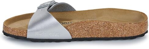 Birkenstock Women's Madrid Birko Flor Narrow Fit Buckle Sandal Silver-Silver-5.5, 8 Women/6 Men in Saudi Arabia