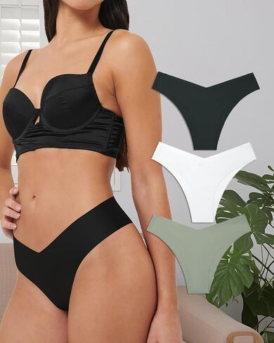 Thongs for Women Soft Low Rise Sexy Thong Ladies Panties Womens Underwear Invisible Bikini Briefs 3 Pack S-XL in Saudi Arabia