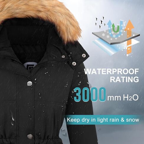 Garemcy Women's Winter Coat Water Resistant Long Puffer Jacket Fur-trim Hooded Parka in Saudi Arabia