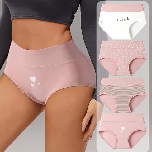 4PCS High Waist Underwear for Women Soft Breathable Plus Size Briefs Comfortable Stretchy Panties Pack in Saudi Arabia