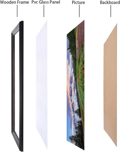 إطار ملصقات مقاس 12 × 32 من الخشب الصلب باللون الأسود مقاس 12 × 32 إطار صورة مقاس 12 × 32 إطار بانورامي مقاس 12 × 32 بوصة، بما في ذلك أجهزة التعليق (Y23B1232) in Kuwait