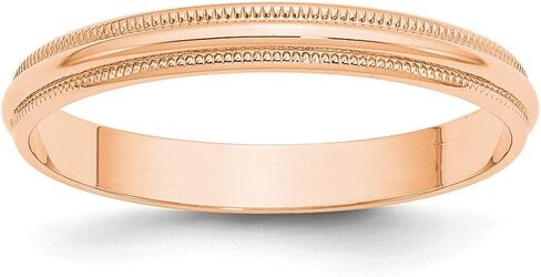 10k Rose Gold 3mm Milgrain Plain Classic Dome Wedding Band Ring in Saudi Arabia