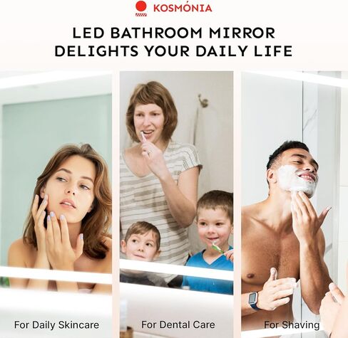 مرآة حمام LED مقاس 24 × 32 مع أضواء - مرآة زينة مضاءة للجدار مضادة للضباب وخافتة للضوء وخلفية وأمامية - مرآة حمام ذكية مع وظيفة الذاكرة وزجاج مقسى مقاوم للكسر in Saudi Arabia
