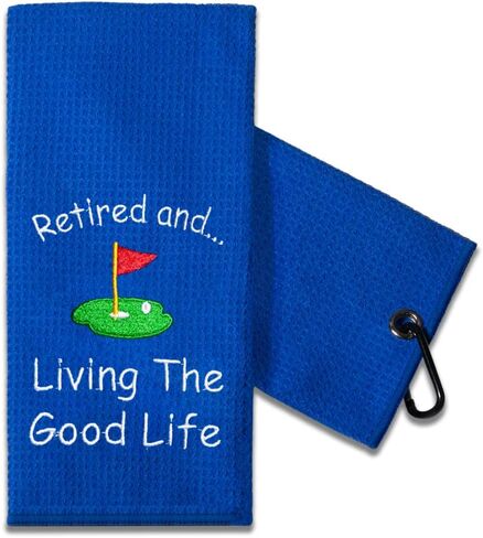 TOUNER Funny Golf Towel Gift for Dad, Retirement Gifts for Men Golfer, Funny Golf Towel for Men, Embroidered Golf Towels for Golf Bags with Clip (Retirement Golf) in Saudi Arabia