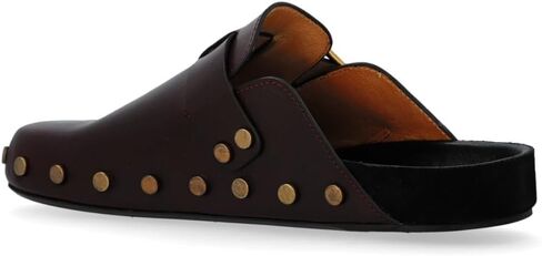 Leather Clog Mules for Women Studded Slip On Buckle Mule Slippers Closed Toe Vintage Clogs Casual Fall Winter Shoes in Saudi Arabia