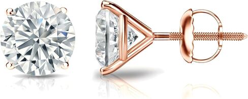 IGI Certified .50 to 12.00 Carat Round Brilliant Lab-Grown Diamond 4-Prong Stud Earrings in 14k Yellow, White or Rose Gold With Screw Back Closure in Saudi Arabia