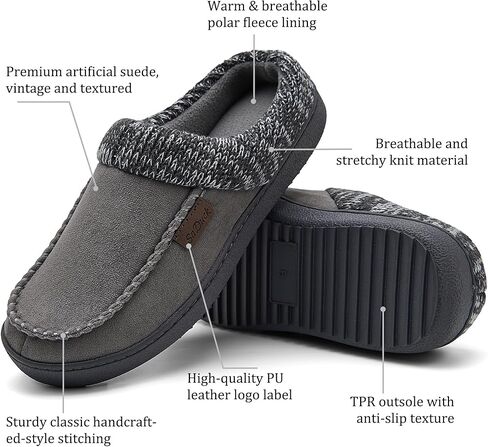 Men's Moccasin Slippers Clogs - House Slippers for Men with Arch Support and Memory Foam Insole, Indoor Outdoor Comfy House Shoes TAN Size 11 in Saudi Arabia