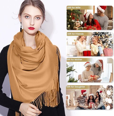 وشاح صوف 100% للنساء، لفافة شال شتوية، إكسسوارات أنيقة ناعمة ودافئة لحفلات الزفاف والسهرات والهدايا المتحركة in Kuwait