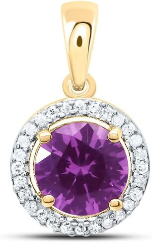 Jewels By Lux 10Kt Yellow or White Gold 1/12 Ctw Natural Diamond 6MM Round Alexandrite Synthetic Pendant in Saudi Arabia