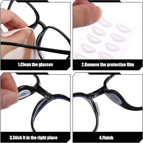 10 Pairs Eyeglass Nose Pads Adhesive Anti Slip Nose Pads for Glasses Silicone Glasses Nosepads Replacement for Eyeglass Glass Sunglasses (Clear) in Saudi Arabia