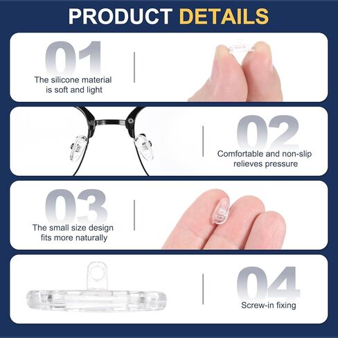 HARFINGTON 10 Pairs Eyeglass Nose Pads 13mm Silicone Anti-Slip Glasses Nose Grips Screw-in Glasses Nose Pads for Plastic Frames Glasses Sunglasses, White in Saudi Arabia