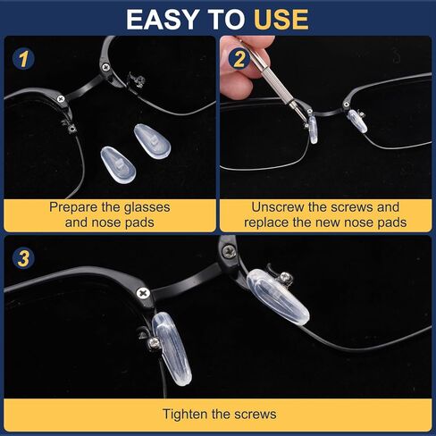 HARFINGTON 10 Pairs Eyeglass Nose Pads 13mm Silicone Anti-Slip Glasses Nose Grips Screw-in Glasses Nose Pads for Plastic Frames Glasses Sunglasses, White in Saudi Arabia