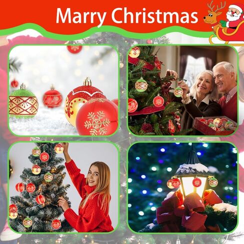 CAVETEE Christmas Ornaments,Glittering Shatterproof Traditional Country Hanging Decor for Xmas Holiday Party Christmas Tree Ornaments Party Decorations (16, Red&Green&Gold) in Saudi Arabia