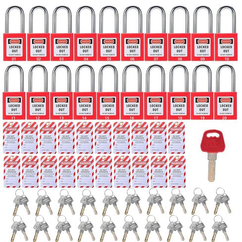 Lockout Tagout Locks, 10pcs Safety Locks Keyed Differently(Come with 1pcs Master Key) & 10pcs Lockout Tagout Tags, Lock Out Tag Out Padlocks Set, 2 Keys Per Lock(No.1-10) in Saudi Arabia