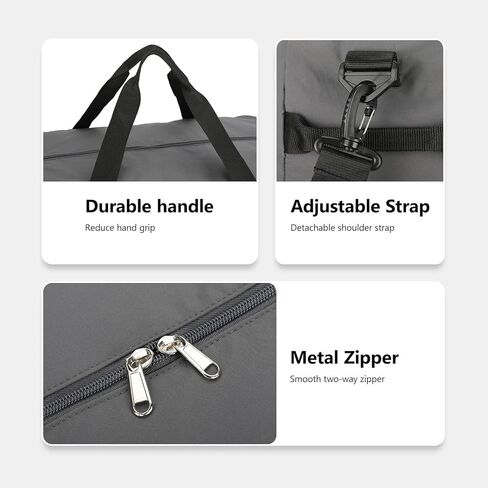 حقيبة دفل للسفر قابلة للطي سعة 80 لتر - حقيبة دفل خفيفة الوزن للنساء والرجال، حقيبة سفر كبيرة قابلة للتعبئة لرحلات عطلة نهاية الأسبوع والتخييم والسفر بمركبات ترفيهية (رمادي) in Kuwait