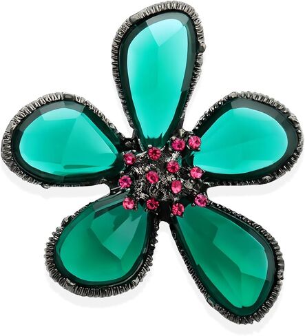 Rhinestone Black Flower Irregular Deep Green Petals Hollow Pink Cubic Zirconia Core Vintage Brooch Pin for Women Lapel Dainty Art Deco Accessories Wedding Birthday Holiday Jewelry in Saudi Arabia